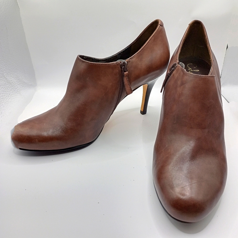 Cole Hann Brown Leather High Heel Booties - Picture 2 of 12